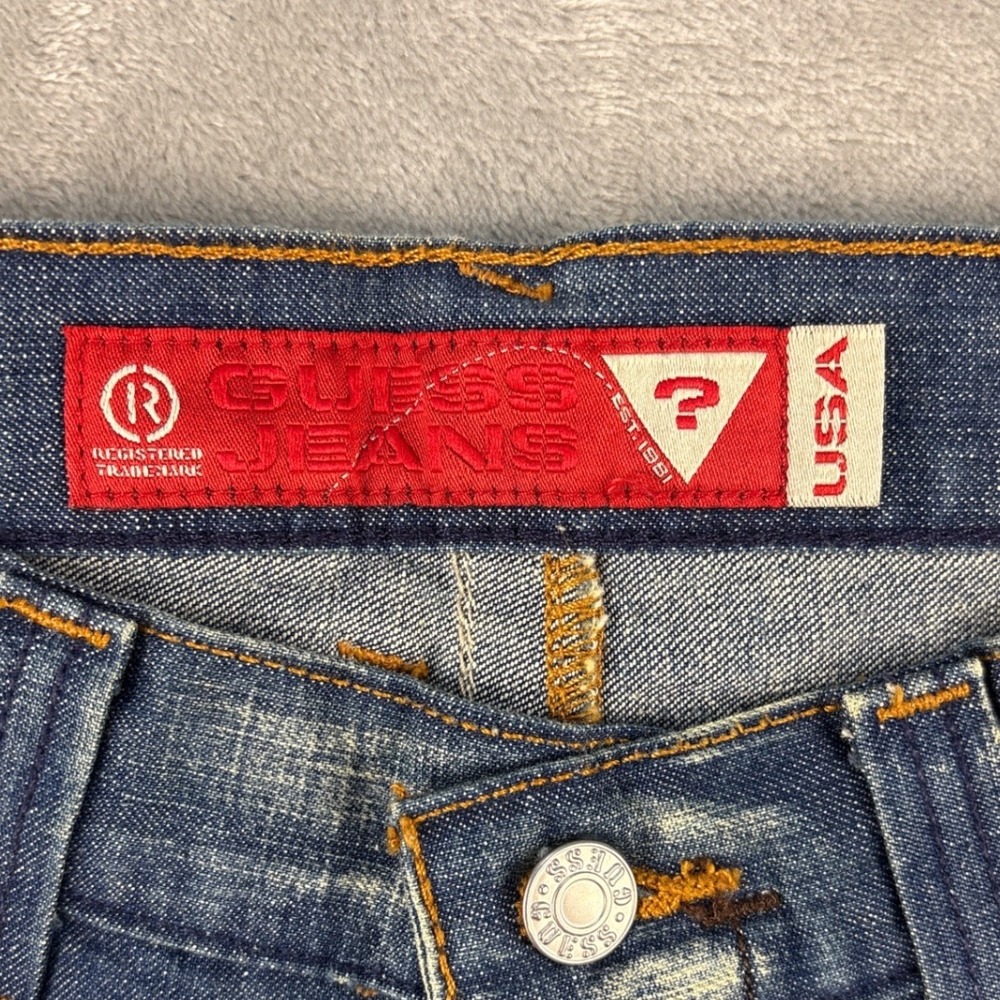Guess Jeans Mens 34 X629A057 Blue Embroidered Crosshatch Denim EUC - Picture 9 of 10